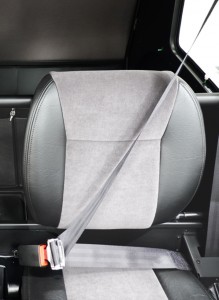 standard 3 point harness seat belt with charcoal velour seat